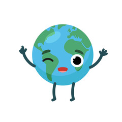 Cute character emotional planet earth. Happy environment day concept.