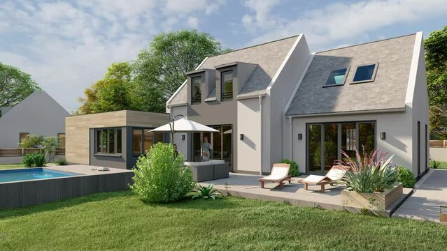 Traditional house with garden and pool