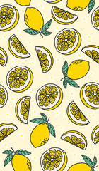 Fresh lemon Fruits seamless pattern