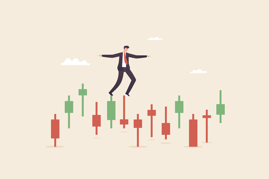 Financial Stock Market Volatility Rising And Falling Concept. Stock Market Risk Or Crypto Currency Market.