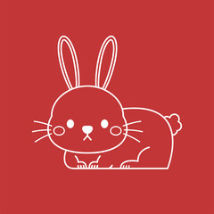 Happy Chinese new year greeting card 2023 with cute rabbit pattern. Animal holidays cartoon character. Rabbit icon vector.