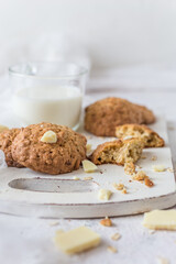 White chocolate chunk oat cookies