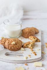 White chocolate chunk oat cookies
