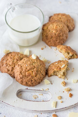 White chocolate chunk oat cookies