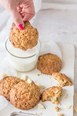 White chocolate chunk oat cookies
