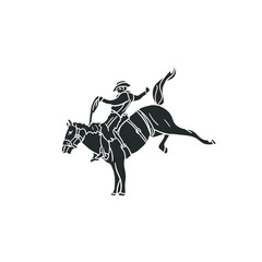 Rodeo Icon Silhouette Illustration. Western Vector Graphic Pictogram Symbol Clip Art. Doodle Sketch Black Sign.