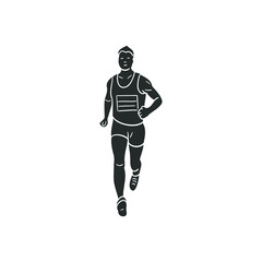 Runner Marathon Icon Silhouette Illustration. Fitness Vector Graphic Pictogram Symbol Clip Art. Doodle Sketch Black Sign.