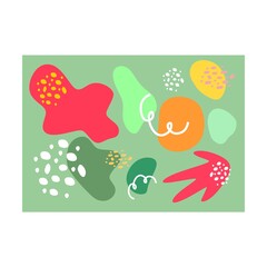 A set of abstractions in a flat style. Bright, juicy elements, circles and waves, squares, triangles, lines, zigzag, rainbow and dots. A modern illustration of the flat.