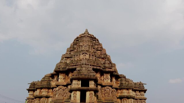 A Divine view of the famous Shiva temple built in 13th century by the Hoysala dynasty with beautiful stone carvings of Gods and Goddesses at Hosaholalu
in Karnataka, India.