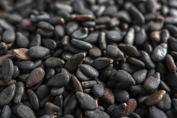 Macro Photo of Black Sesame Seeds for background.