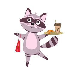 
Animals. Funny little raccoon. Vector drawing, background, design.