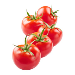 Fresh organic tomatoes with drops of water isolated on white background