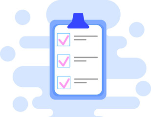 Fototapeta premium illustration of clipboard with check marks on fill out paper form.
