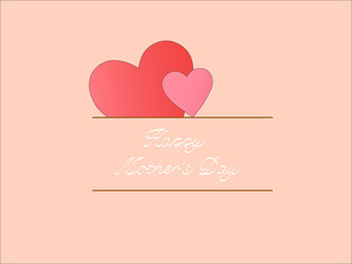 illustration of hearts near happy mothers day lettering pink.