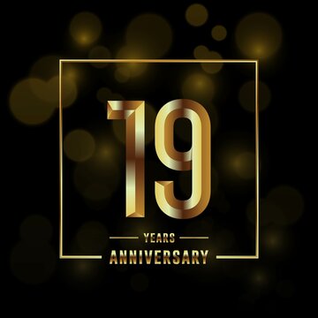 19th Years Anniversary logotype. Anniversary celebration template design for booklet, leaflet, magazine, brochure poster, banner, web, invitation or greeting card. Vector illustrations.