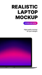 Realistic Laptop with blank Screen. Vertical Mockup for Marketing purposes. Vector illustration