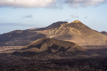 Fototapeta na wymiar The Volcanic Landscape in the Timanfaya National Park on Lanzarote