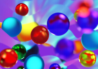 Texture with colorful balls. Pattern with colorful bubbles. Three-dimensional pattern with bubbles. Art focus. Multicolored pattern with balls. Blue and red bubbles. Artistic texture. 3d image.
