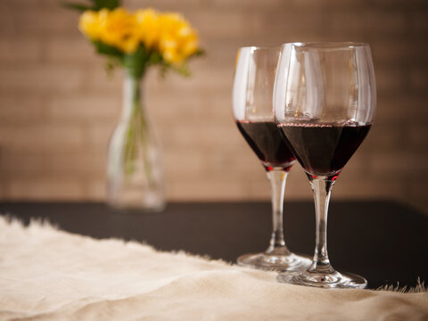 Two glasses of red wine