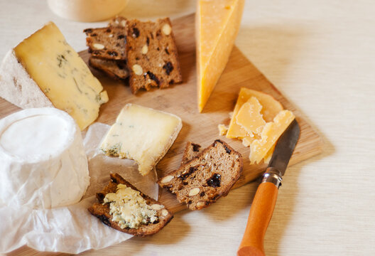 Gourmet cheese board with crackers
