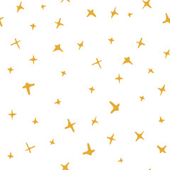 Bright yellow stars on white background pattern. 