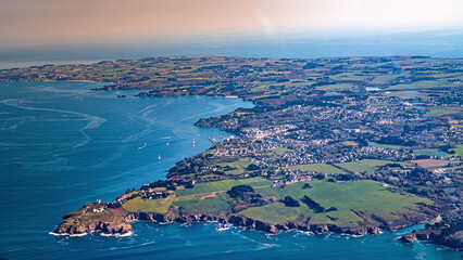 aerial view from belle ile en mer in french atlantic ocean and brittany