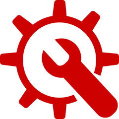 monochrome red repair icon on white background