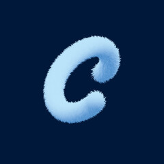 3d alfabet, furry letter C, 3d illustration on blue background © Tiziano Cremonini