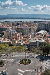 Panoramic aerial view of Cagliari from old City - Sardinia travel destination