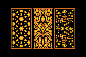 Decorative Die Cut Floral Seamless Abstract Pattern Laser Cut Panels Gold Template