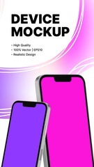 Purple Social Media Banner. Stories Template with two Realistic Smartphones. Vector illustration