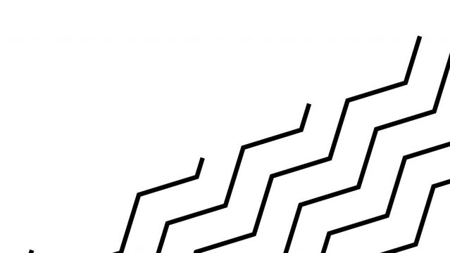 Black and white zig-zag line background animation in high resolution.