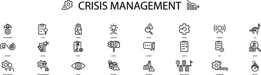 Crisis management icon set