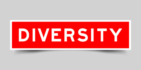 Sticker label with word diversity in red color on gray background