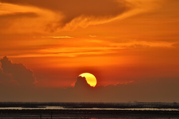 Beautiful views of the panorama and the sea at sunset.