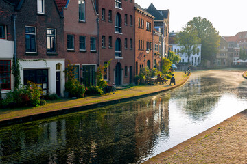  Typical Dutch architecture and street view in Schiedam, Netherlands
