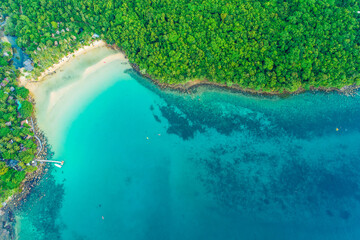 Fototapeta na wymiar Aerial view sea beach turquoise water nature landscape
