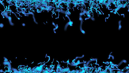 Vibrant Blue Strings Frame. Blue strings on black background , illustration. 