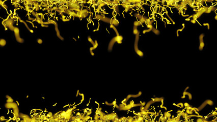 Vibrant Yellow Strings Frame. Yellow strings on black background , illustration.