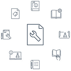 Technical Documentation icons set . Technical Documentation pack symbol vector elements for infographic web