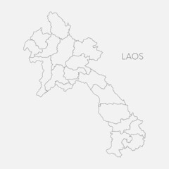 Vector map country Laos divided on regions