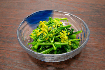 伝統野菜、播州こぶなの穂先のお浸し