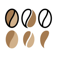 Coffee bean, design, set. Yin-yang sign allusion. Logo, sign, illustration