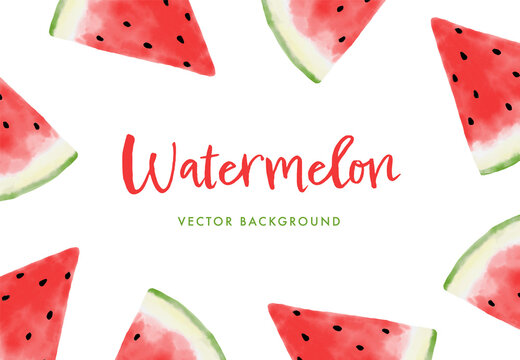 vector background with slices of watermelon in watercolor for banners, cards, flyers, social media wallpapers, etc.