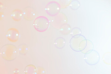Colorful Transparent Soap Bubbles Texture Background. Soap Sud Bubbles Water