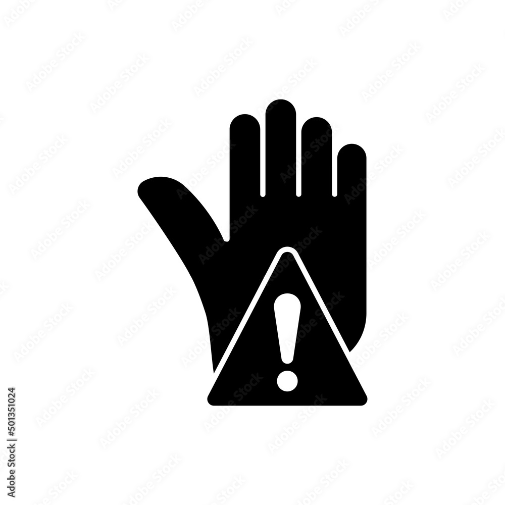Poster hand icon with exclamation mark. suitable for warning symbol, notification, stop. solid icon style. 