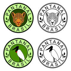 Quatro modelos de carimbos ou selos da região do pantanal, situada no Brasil.