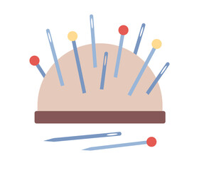 Pincushion for needles icon. Sewing item needle bed. Cushion for needles. Tailor concept. Vector flat illustration