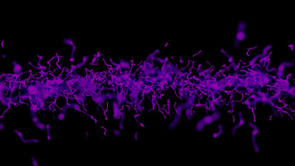 Purple Abstract Strings. Vibrant purple color strings on black background.