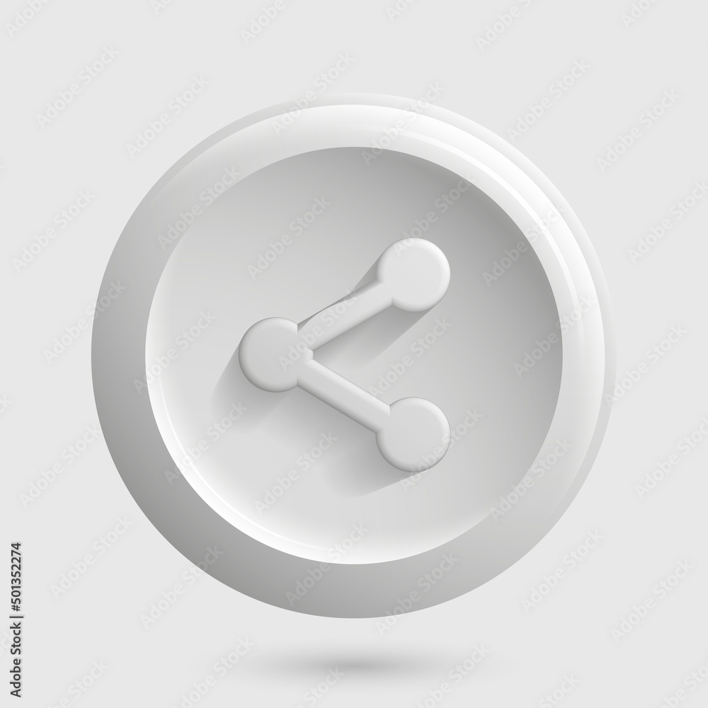 Poster white share net icon. round isolated element. vector illustration